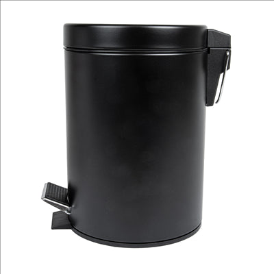 POUBELLE À PÉDALE AVEC RÉCEPTACLE INTÉRIEUR 3 L Ø 17x24,5 CM NOIR ACIER (1 UNITÉ)