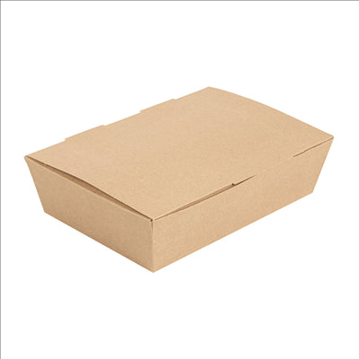 BOÎTES "LUNCH BOX" COUVERCLES 'THEPACK' 1000 ML (32 oz) 220 G/M2 20,5x14,6x5 CM NATUREL CARTON ONDULÉ NANO-MICRO (360 UNITÉS)