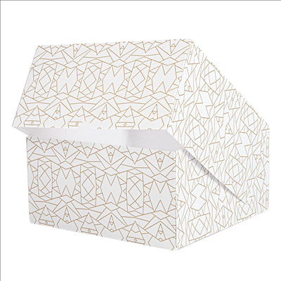 BOÎTES PÂTISSERIES AVEC FENÊTRE 'THEPACK DECO' 250 G/M2 + OPP 24x24x12 CM BLANC CARTON ONDULÉ NANO-MICRO (50 UNITÉS)