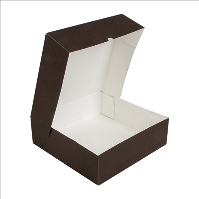 BOÎTES PATISSERIES SANS FENÊTRE 'THEPACK' 250 G/M2 32x32x10 CM CHOCOLAT CARTON ONDULÉ NANO-MICRO (100 UNITÉS)