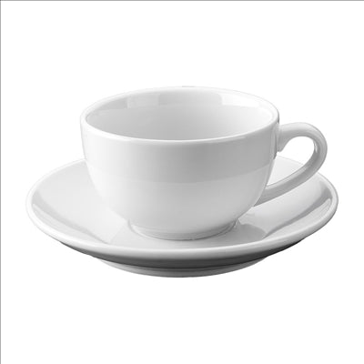 TASSES CAFÉ AU LAIT + COUPELLE 250 ML Ø8,5x7 CM BLANC PORCELAINE (24 UNITÉS)