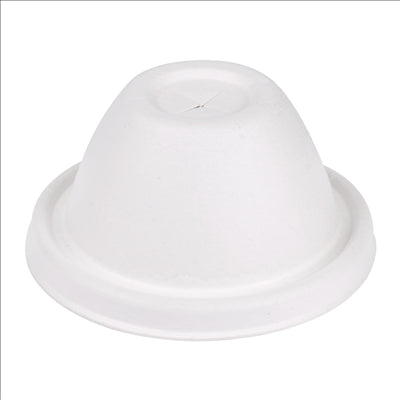 COUVERCLES HAUTS GOBELETS Ø9 CM 'BIONIC'  9x4,5 CM BLANC BAGASSE (1000 UNITÉS)