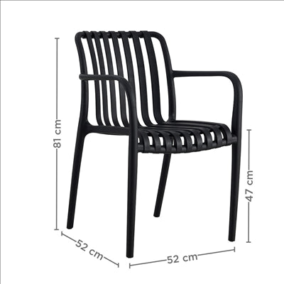 CHAISE EMPILABLE 'SUPRA-TEK'  52x52x81 CM NOIR PP (4 UNITÉS)
