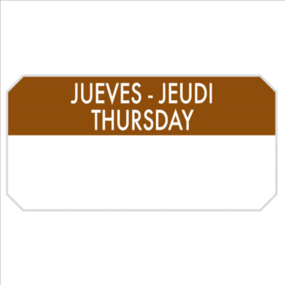 1000 U. ÉTIQUETTES ADHESIVES "JEUDI"  5x2,5 CM MARRON ADHESIF (1 UNITÉ)