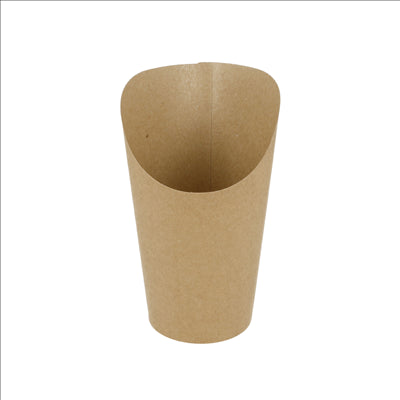 GOBELETS A FRITES OUVERTS 'NATURAL' 9 OZ - 270 ML 200 + 25PE G/M2 Ø7x10,5 CM MARRON CARTON (2500 UNITÉS)