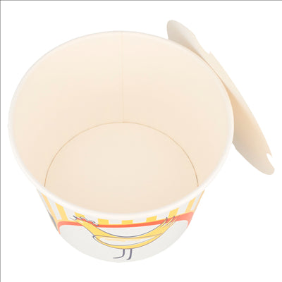 CONTAINERS POULET + COUVERCLES 1920 ML 13PE + 320 +18PE G/M2 Ø 16,8/13,9x12,3 CM BLANC CARTON (300 UNITÉS)