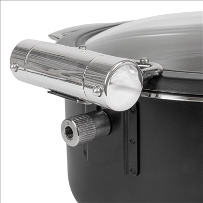 CHAFING DISH ROND AVEC FENÊTRE 4 L Ø 28x38,2x16,8 CM NOIR INOX + CRISTAL (1 UNITÉ)