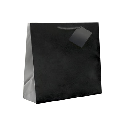 SACS BOUTIQUE ANSES CORDON  150 G/M2 12+7x16 CM NOIR CELLULOSE (100 UNITÉS)