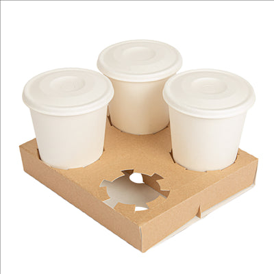 PORTE-GOBELETS 4 GOBELETS PRÉ-DÉCOUPE 'THEPACK' 300 G/M2 19x17x3,5 CM NATUREL CARTON ONDULÉ NANO-MICRO (200 UNITÉS)