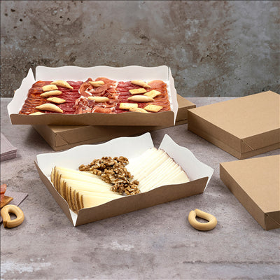 PLATEAUX + COUVERCLE 'THEPACK' 240 G/M2 19,5x11x4,5 CM NATUREL CARTON ONDULÉ NANO-MICRO (200 UNITÉS)