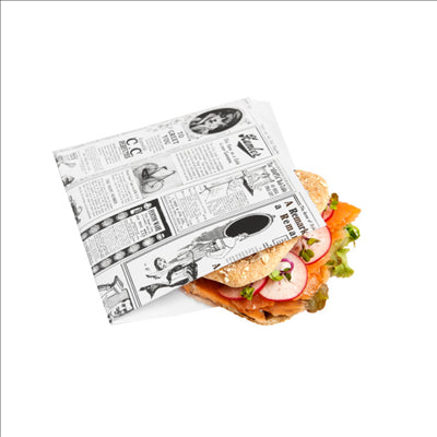 PAPIER INGRAISSABLES OUVERT 2 CÔTÉS FAST FOOD 'TIMES' 35 G/M2 13x14 CM BLANC PARCH.INGRAISSABLE (1000 UNITÉS)