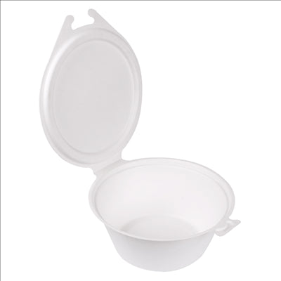 RÉCIPIENTS AVEC CHARNIERE 'BIONIC' 600 ML 18x13,5x5 CM BLANC BAGASSE (300 UNITÉS)