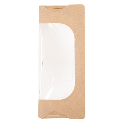 BOÎTES SANDWICH TRIANGULAIRE + FENÊTRE AUTO-ADHÉSIVE 'THEPACK' 220 G/M2 + OPP 12,4x12,4x5,5 CM NATUREL CARTON ONDULÉ NANO-MICRO (500 UNITÉS)