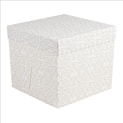 BOÎTES PATISSERIES HAUTES SANS FENÊTRE 'THEPACK DECO' 330 G/M2 35,6x35,6x30,5 CM BLANC CARTON ONDULÉ MICROCANAL (30 UNITÉS)