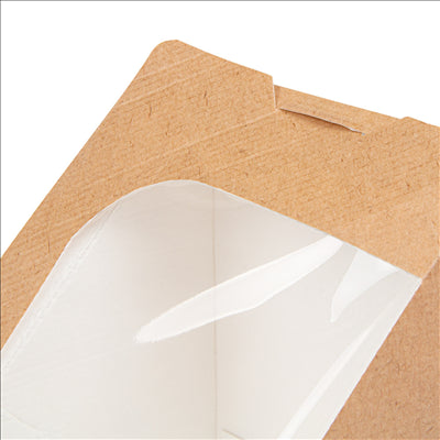 BOÎTES SANDWICH TRIPLE TRIANGULAIRE + FENÊTRE AUTO-ADHÉSIVE 'THEPACK' 220 G/M2 + OPP 12,4x12,4x8,3 CM NATUREL CARTON ONDULÉ NANO-MICRO (500 UNITÉS)