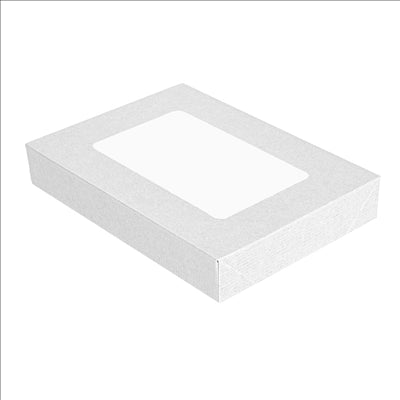 COUVERCLES AVEC FENÊTRE POUR BOÎTES 254.77 'THEPACK' 250 G/M2 11x15x2 CM BLANC CARTON ONDULÉ NANO-MICRO (200 UNITÉS)