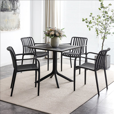 TABLE CARRÉE 'SUPRA-TEK'  80x80x75 CM NOIR PP (1 UNITÉ)