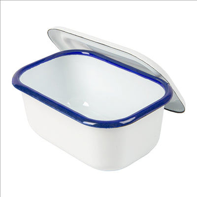 RÉCIPIENTS AVEC COUVERCLE 'ENAMELWARE' 850 ML 18x13x7,5 CM BLANC ACIER ÉMAILLÉ (4 UNITÉS)