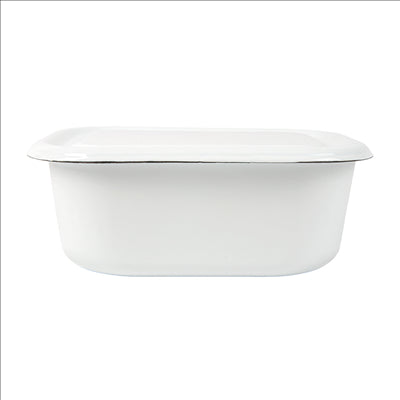 RÉCIPIENTS AVEC COUVERCLE 'ENAMELWARE' 2100 ML 23,5x19x9 CM BLANC ACIER ÉMAILLÉ (3 UNITÉS)