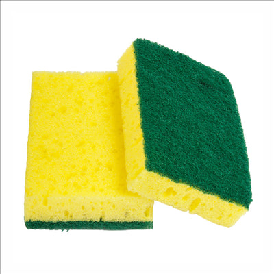 ÉPONGES AVEC FIBRE ABRASIVE SUPER 96  11x7x2,5 CM VERT FIBRE (12 UNITÉS)