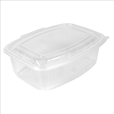 RÉCIPIENT AVEC COUVERCLE CHARNIÈRE 2000 ML 23,3x17,8x7,9 CM TRANSPARENT PP (200 UNITÉS)