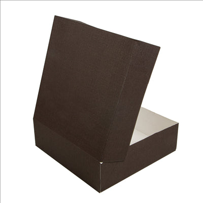 BOÎTES PATISSERIES SANS FENÊTRE 'THEPACK' 250 G/M2 32x32x10 CM CHOCOLAT CARTON ONDULÉ NANO-MICRO (100 UNITÉS)