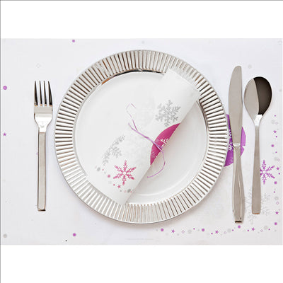 6 ASSIETTES LISERÉ ARGENTÉ  Ø 19 CM BLANC PS (24 UNITÉS)