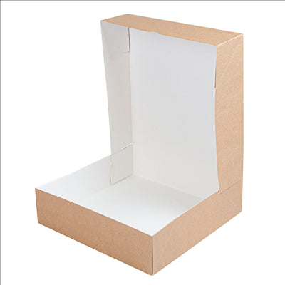 BOÎTES PATISSERIES SANS FENÊTRE 'THEPACK' 240 G/M2 30x30x8 CM NATUREL CARTON ONDULÉ NANO-MICRO (100 UNITÉS)