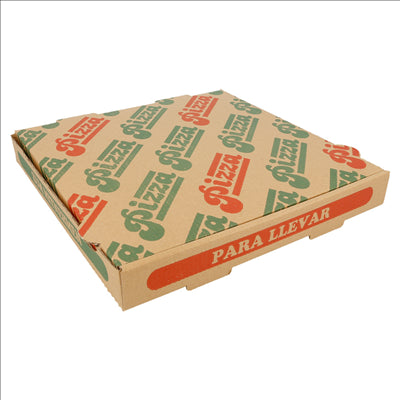 BOÎTES PIZZA MICROCANNELURE 100% VIERGE  310 G/M2 26x26x3,5 CM NATUREL CARTON (100 UNITÉS)