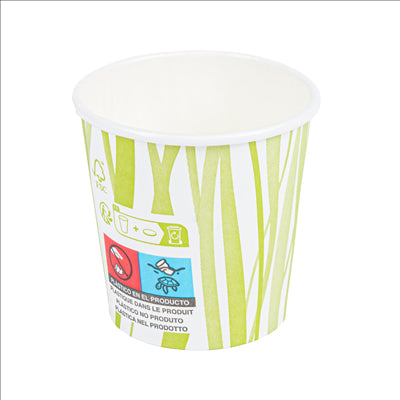 GOBELETS BOISSONS FROIDES ET CHAUDES 1 PAROI GRASS 'COMPOSTABLE' 120 ML 230 G/M2 Ø6,3/4,5x6 CM BLANC CARTON (1000 UNITÉS)