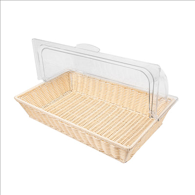 CORBEILLE SIMILAIRE OSIER AVEC COUPOLE GN 1/1   BEIGE PP (1 UNITÉ)