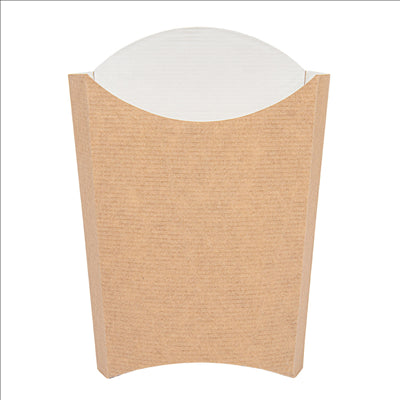 BOÎTES À FRITES JUMBO 'THEPACK' 165 G 220 G/M2 13,5x8,5x16 CM NATUREL CARTON ONDULÉ NANO-MICRO (1200 UNITÉS)