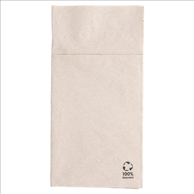 SERVIETTES KANGOUROU ECOLABEL 2 PLIS  18 G/M2 40x40 CM NATUREL OUATE RECYCLÉE (1000 UNITÉS)