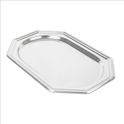 PLATEAUX DE LUXE OCTOGONAUX  45,5x30,5 CM ARGENTE PET (5 UNITÉS)