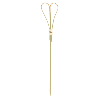 PIQUES "COEUR"  15 (h) CM NATUREL BAMBOU (100 UNITÉS)
