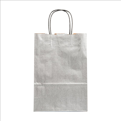 SACS SOS AVEC ANSES  80 G/M2 26+14x32 CM ARGENTE KRAFT (250 UNITÉS)