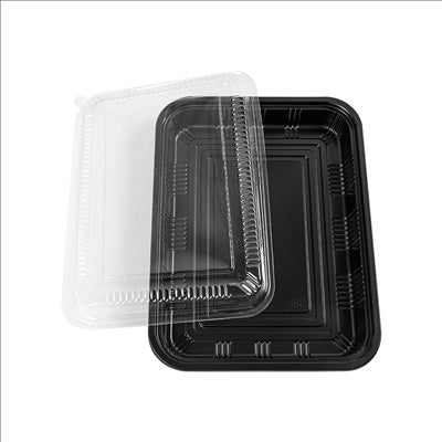SETS BARQUETTES + COUVERCLES  25x18,3x5,6 CM NOIR PS (300 UNITÉS)