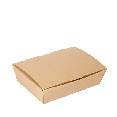 BOÎTES "LUNCH BOX" COUVERCLES 'THEPACK' 1500 ML (48 oz) 220 G/M2 21x18x5,5 CM NATUREL CARTON ONDULÉ NANO-MICRO (360 UNITÉS)