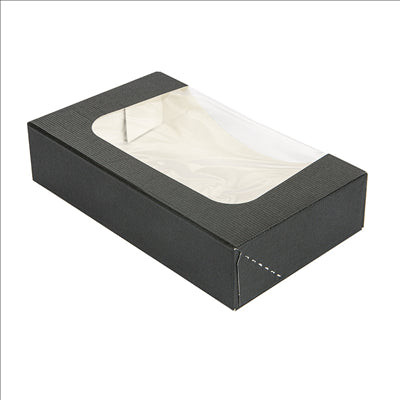 RÉCIPIENTS SUSHI+FÊNETRE 'THEPACK' 230 G/M2 + OPP 19,7x12x4,5 CM NOIR CARTON ONDULÉ NANO-MICRO (400 UNITÉS)