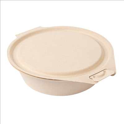 RÉCIPIENTS AVEC CHARNIERE 'BIONIC' 600 ML 18x13,5x5 CM NATUREL BAGASSE (300 UNITÉS)