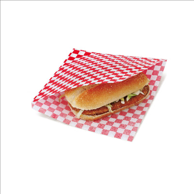 PAPIER INGRAISSABLES OUVERT 2 CÔTÉS FAST FOOD 'FITIPALDI' 34 G/M2 13x14 CM ROUGE PARCH.INGRAISSABLE (1000 UNITÉS)