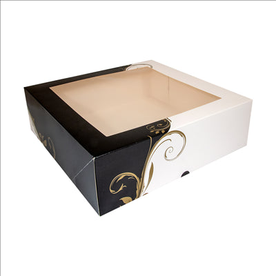 BOÎTES PÂTISSERIES AVEC FENÊTRE 'THEPACK CLASSIC' 250 G/M2 32x32x10 CM BLANC CARTON ONDULÉ NANO-MICRO (100 UNITÉS)