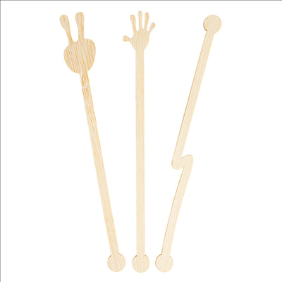 AGITATEURS ASSORTIES  14 CM NATUREL BAMBOU (100 UNITÉS)