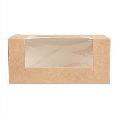 BOÎTES PÂTISSERIES AVEC FENÊTRE 'THEPACK' 240 G/M2 + OPP 18x11x8 CM NATUREL CARTON ONDULÉ NANO-MICRO (400 UNITÉS)