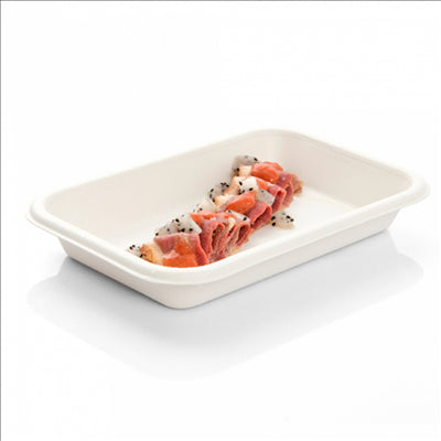 PLATEAUX 'BIONIC' 350 ML 18x12x2,5 CM BLANC BAGASSE (600 UNITÉS)