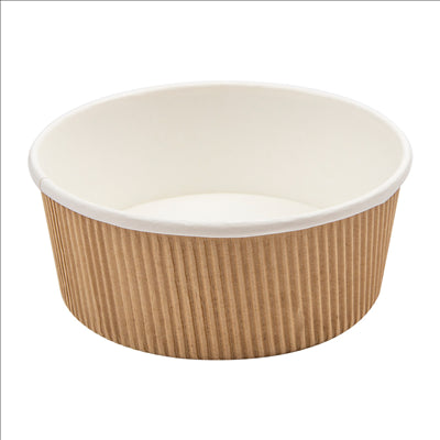 POTS DOUBLE PAROI, ONDULÉ 780 ML - 26 oz 280 + 250 + 18PE G/M2 Ø15/12,8x6 CM MARRON CARTON (250 UNITÉS)