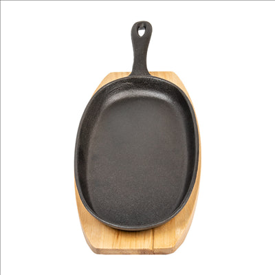 ASSIETTE CHAMPÊTRE + SUPPORT EN BOIS  23,5x13,5 CM NOIR FER (8 UNITÉS)