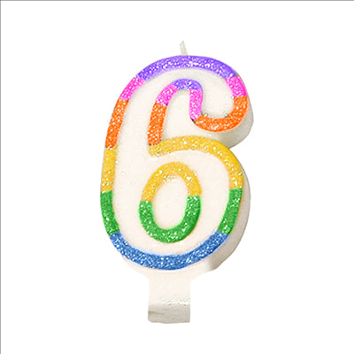 BOUGIES ANNIVERSAIRE N.6  9 CM BLANC CIRE (24 UNITÉS)