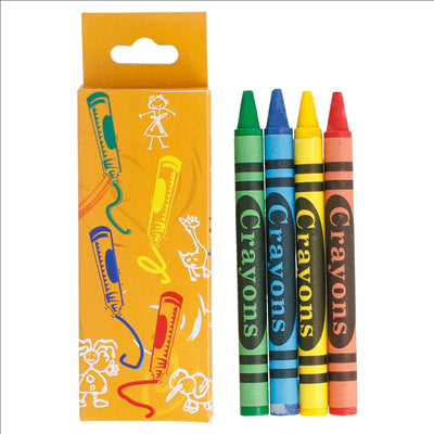 BOÎTES DE 4 CRAYONS DE COULEURS  9x3,4x1 CM ASSORTI CIRE (48 UNITÉS)