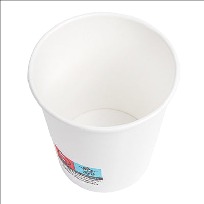 GOBELETS BOISSONS CHAUDES 1 PAROI 180 ML 260 + 18 PE G/M2 Ø7,2/5,3x7,8 CM BLANC CARTON (1000 UNITÉS)